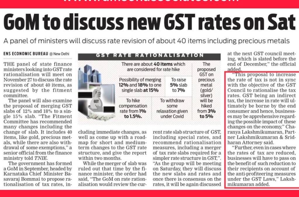 GoM to discuss new GST rates on Sat..